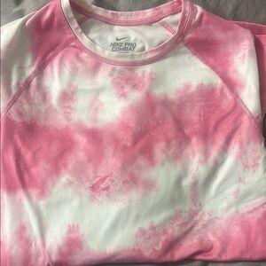 Nike Pink and White Tie-Dye Shirt